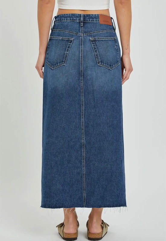 Hidden Jeans - Peyton High Rise Denim Midi Skirt Dark Denim