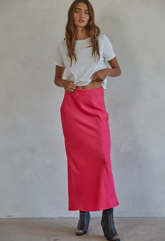 Gala Satin Skirt - Hot Pink