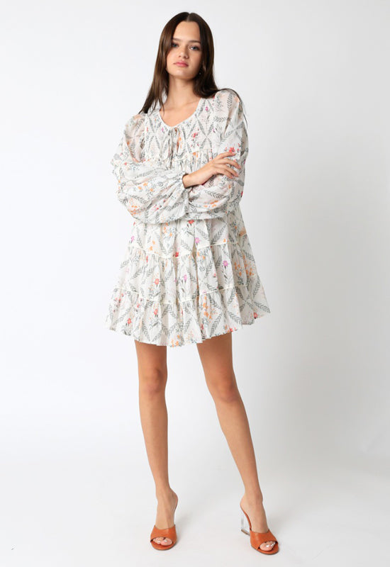Brigitta Mini Dress -Cream Floral