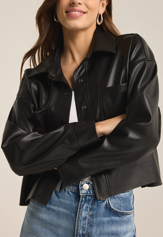 Z Supply - All Day Faux Leather Jacket Black