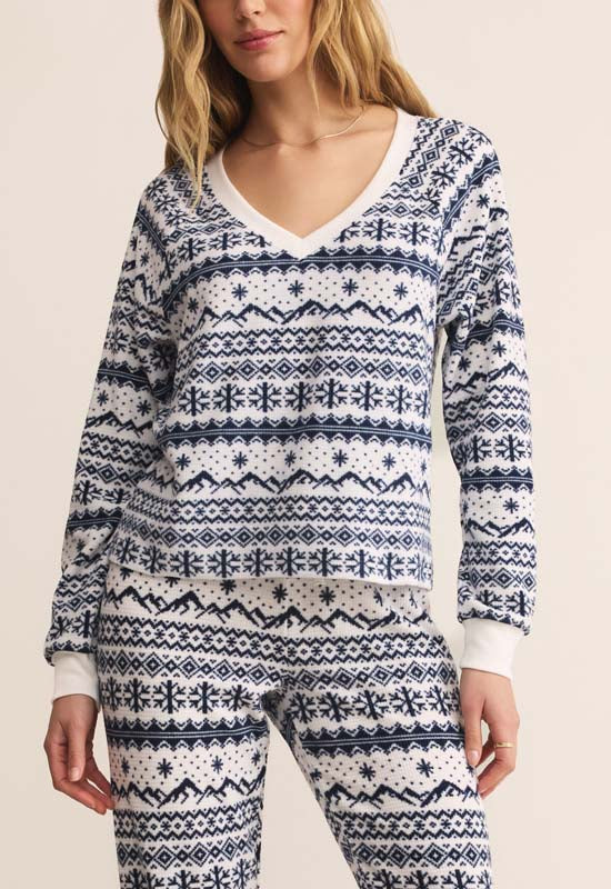 Z Supply - Slopes Fairisle Long Sleeve Top Vanillca Ice