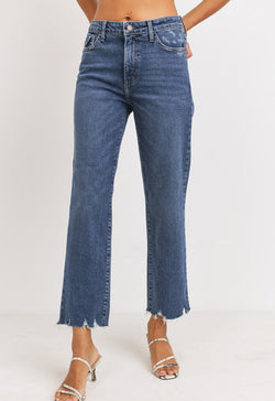 Just Black - High Rise Vintage Straight Leg Jean Dark Denim