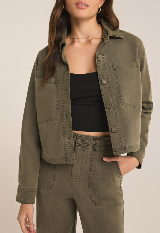 Z Supply - All Day Cropped Washed Jacket Grape Leaf