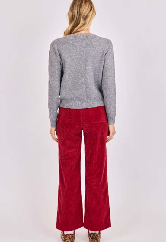 Sadie & Sage - Leighton Heart Button Cardigan Grey