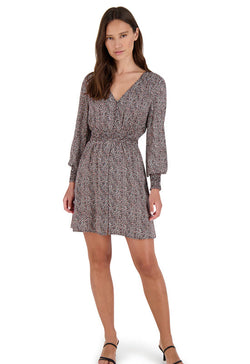 BB Dakota - Black Multi Wild Dreaming Long Sleeve Mini Dress