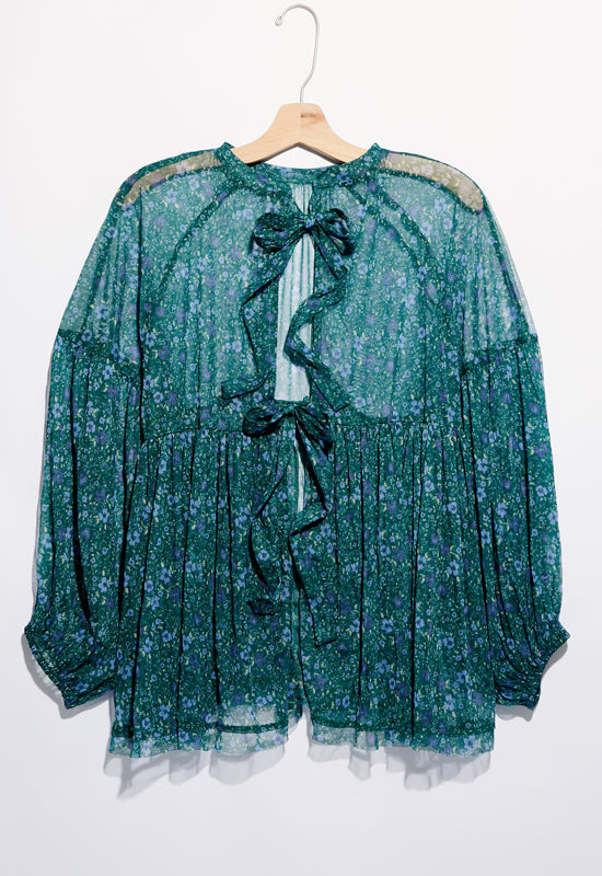 Free People - Emerald Multi Sheer Sweet Heart Top