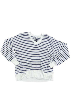 Red Haute - V-Neck Striped Top Royal