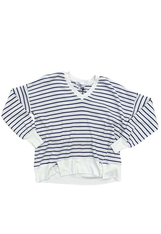Red Haute - V-Neck Striped Top Royal