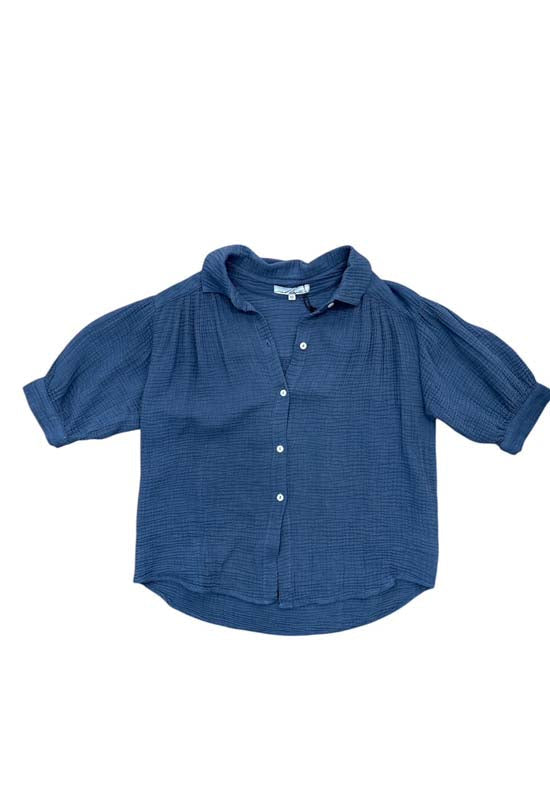Red Haute - Puff Sleeve Camp Shirt Aegean