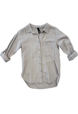 Bobi - Tab Sleeve Button Front Shirt Mushroom