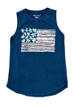 American Flag Tank Top - Mineral Navy Blue