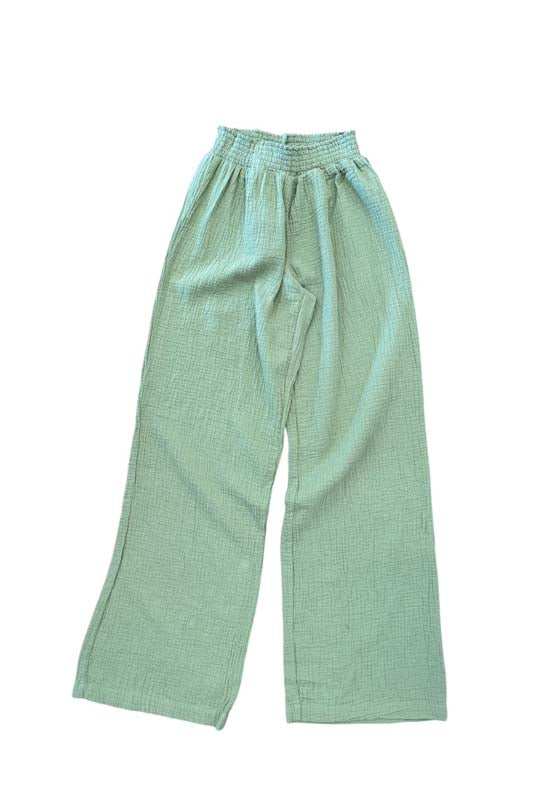 Bobi - Smocked Waist Wide Leg Pant Juniper