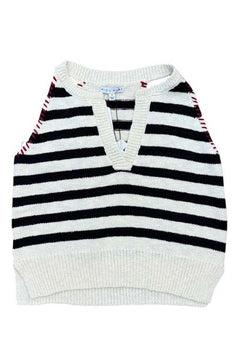 Knit Top with Stitch Detail - Navy Stripe