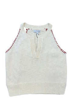Knit Top with Stitch Detail - Beige