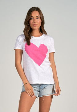 Elan - Crew Neck Tee Shirt White Heart