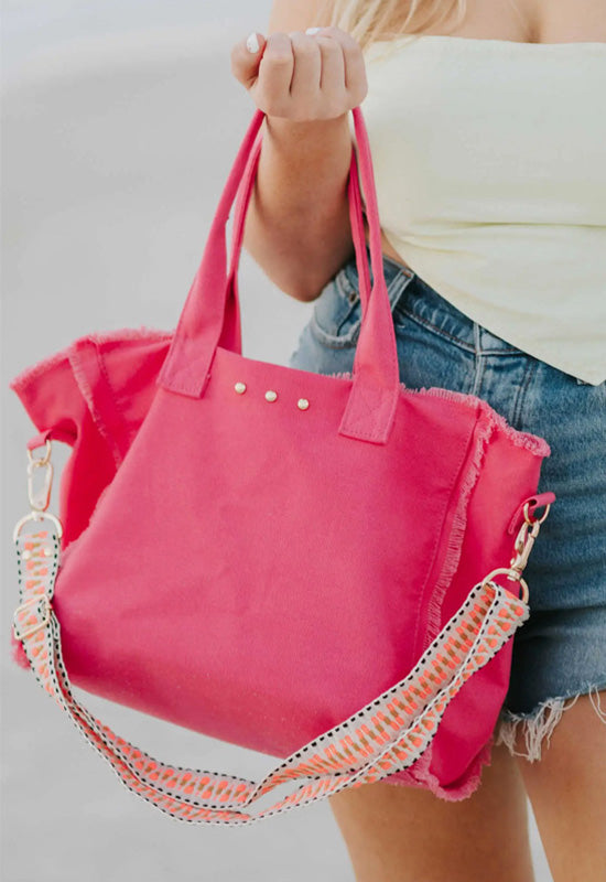 Luna Canvas Tote Bag - Pink