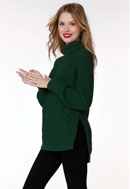 Bobi - Raglan Turtleneck Sweater Hunter Green