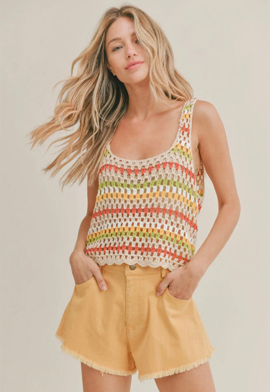 Sadie & Sage - Crochet Aura Tank Top Multi