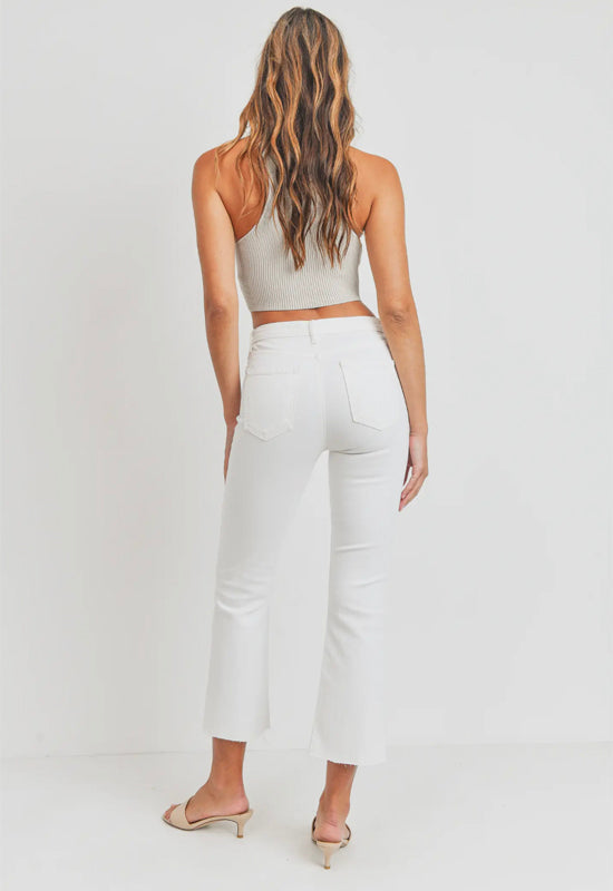 Just Black - High Rise Tonal Crop Flare Jean Optic White