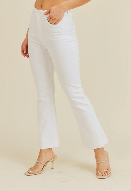 Just Black - High Rise Tonal Crop Flare Jean Optic White