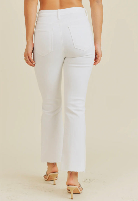 Just Black - High Rise Tonal Crop Flare Jean Optic White