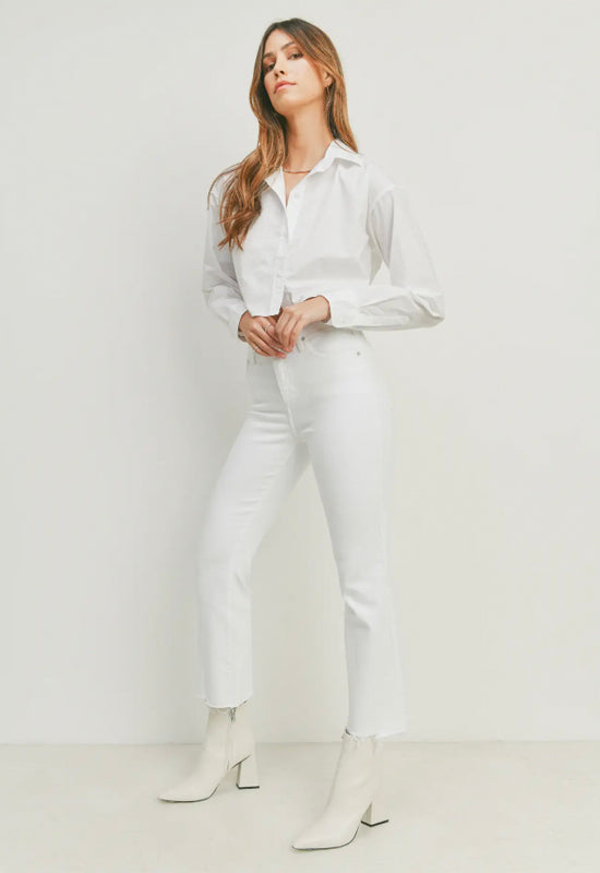 Just Black - Vintage Cropped Flare Jean Optic White