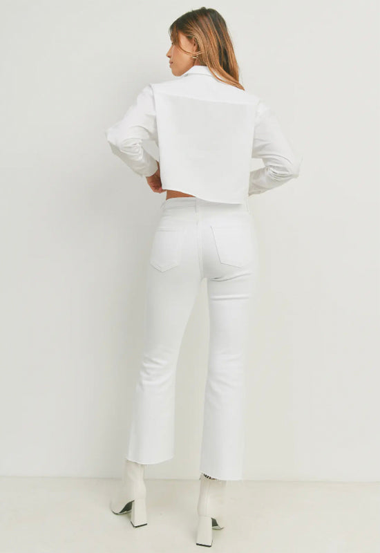 Just Black - Vintage Cropped Flare Jean Optic White