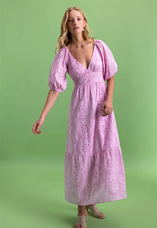 Pink eyelet dress womens best sale