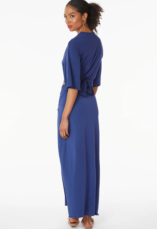 Tie Front Wrap Maxi Skirt Ink / L | Bobi Tie Front Wrap Maxi Skirt Ink / L | Bobi