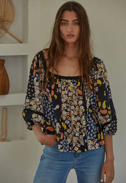 In Blooms Floral Top - Black Multi