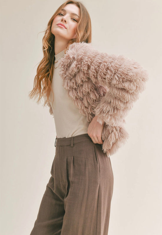 Sadie & Sage - Prism Fringe Sherpa Jacket Natural