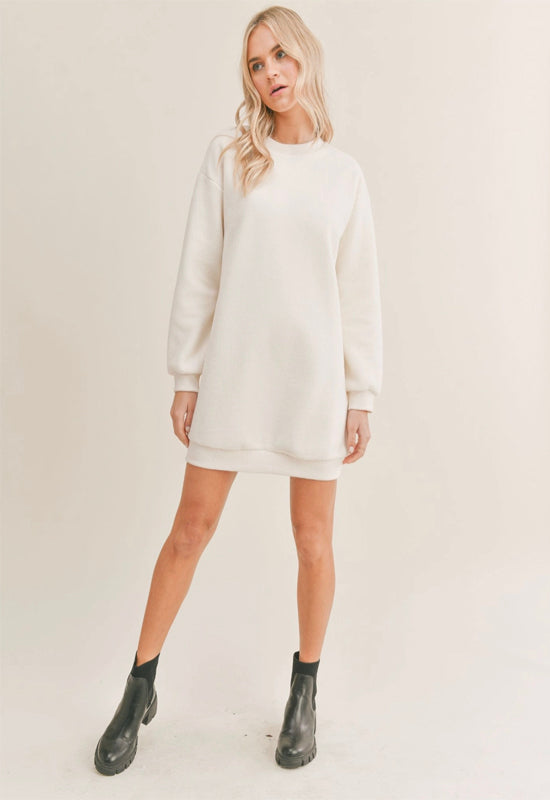 Sadie & Sage - Chilly Nights Crew Dress Ivory