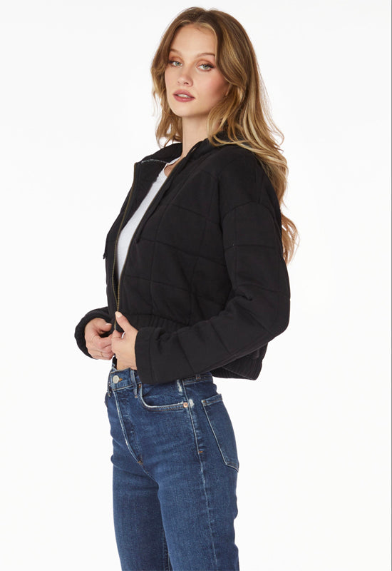 Bobi - Zip Crop Hoodie Black