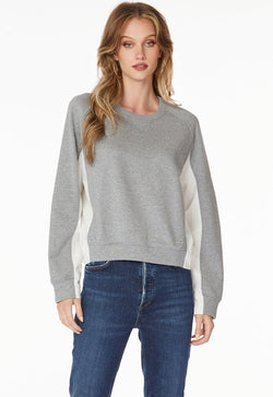 Bobi - Crew Neck Sweatshirt Heather Grey White