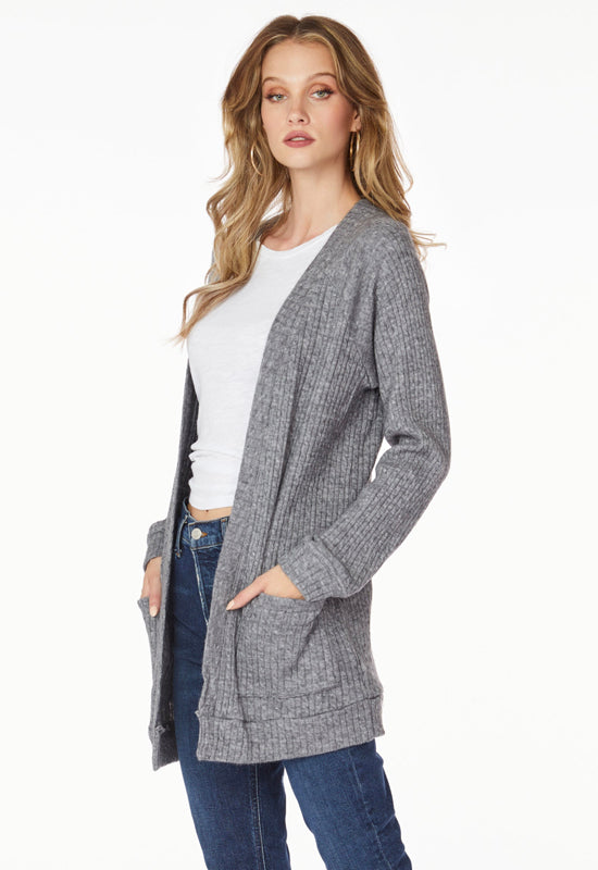 Bobi - Patch Pocket Raglan Cardigan Charcoal