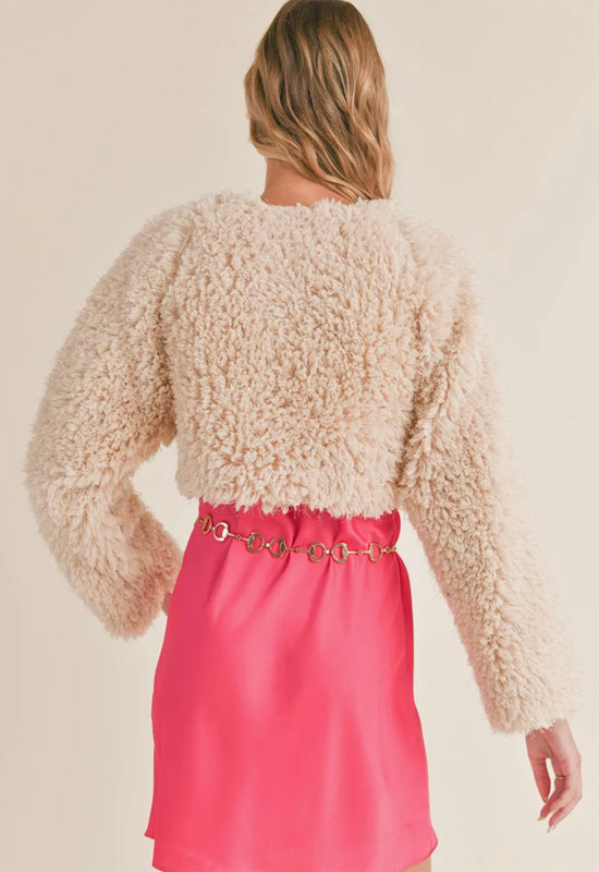 Sadie & Sage - Janae Fur Cropped Jacket Cream