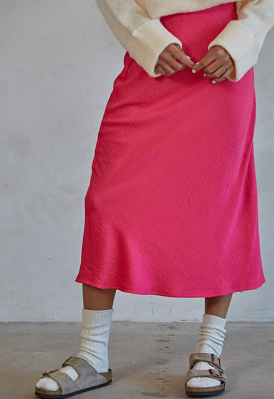 Gala Satin Skirt - Hot Pink