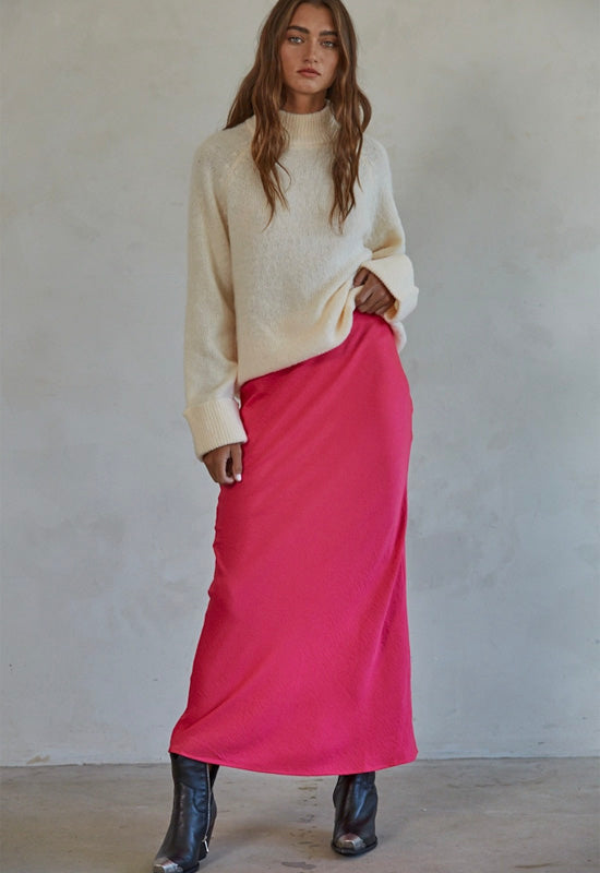 Gala Satin Skirt - Hot Pink