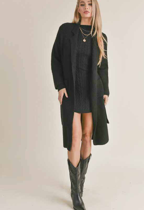 Sage The Label - Krissy Belted Sweater Duster Black