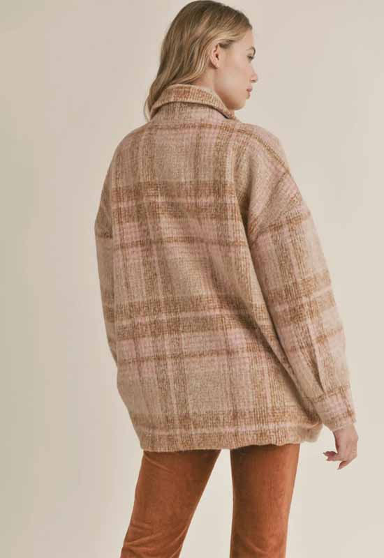 Sadie & Sage - Lucy Vintage Plaid Coat Camel Pink