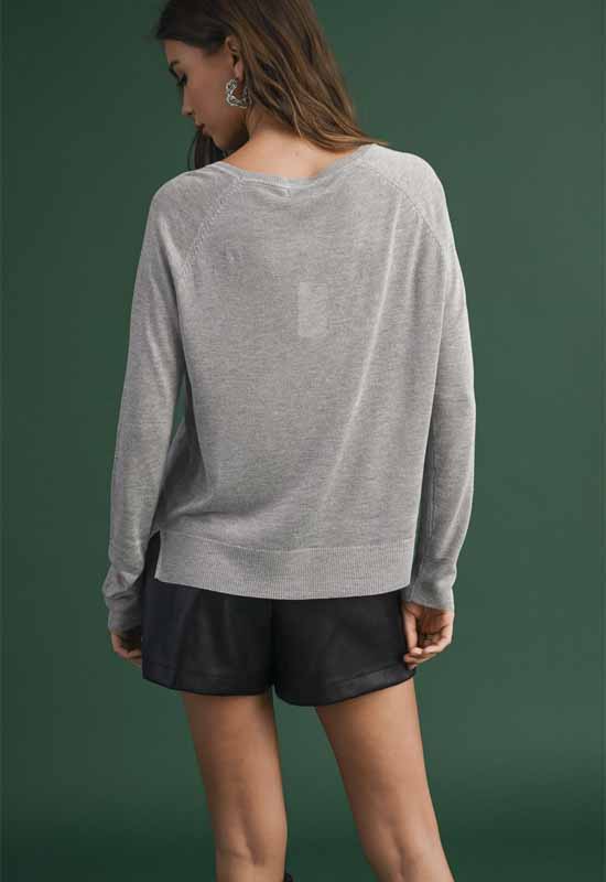 Metallic Knit Sweater - Silver