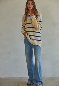 Knit Striped Sweater - Natural Multi