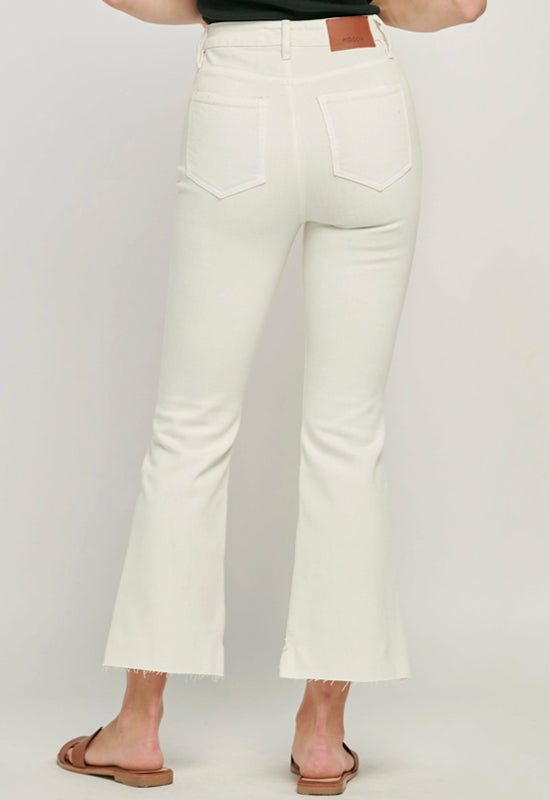 Hidden - Happy Crop Flare Jean Sea Salt