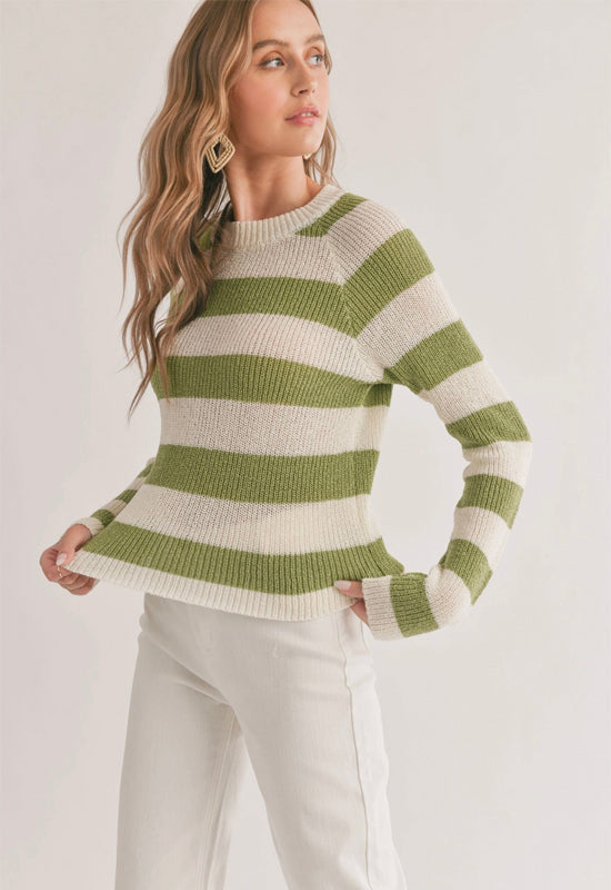 Sadie & Sage - Clem Striped Sweater Ivory Green