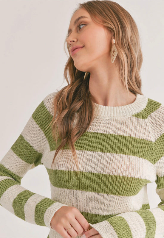 Sadie & Sage - Clem Striped Sweater Ivory Green