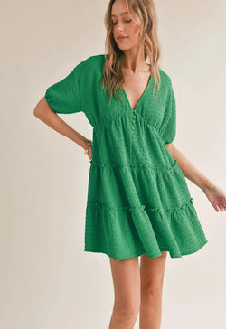 Sadie & Sage - So Fresh Tiered Mini Dress Kelly Green