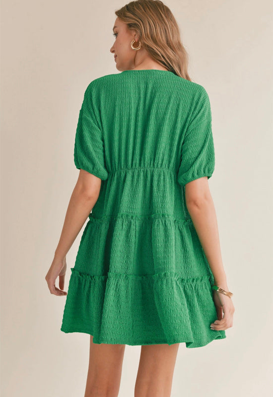 Sadie & Sage - So Fresh Tiered Mini Dress Kelly Green