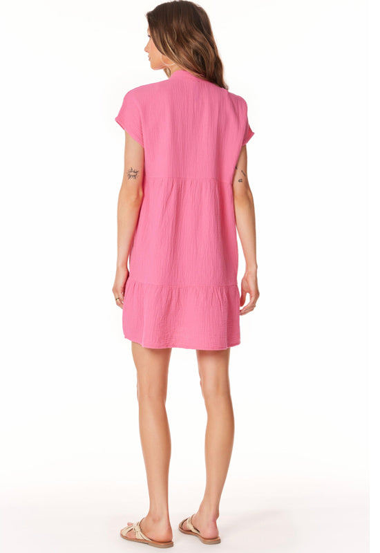 Bobi - V-Neck Dress Tropical Pink
