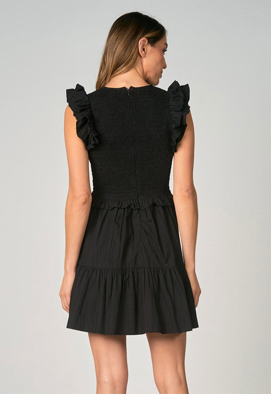 Elan - Ruffle Sleeve Dress Black