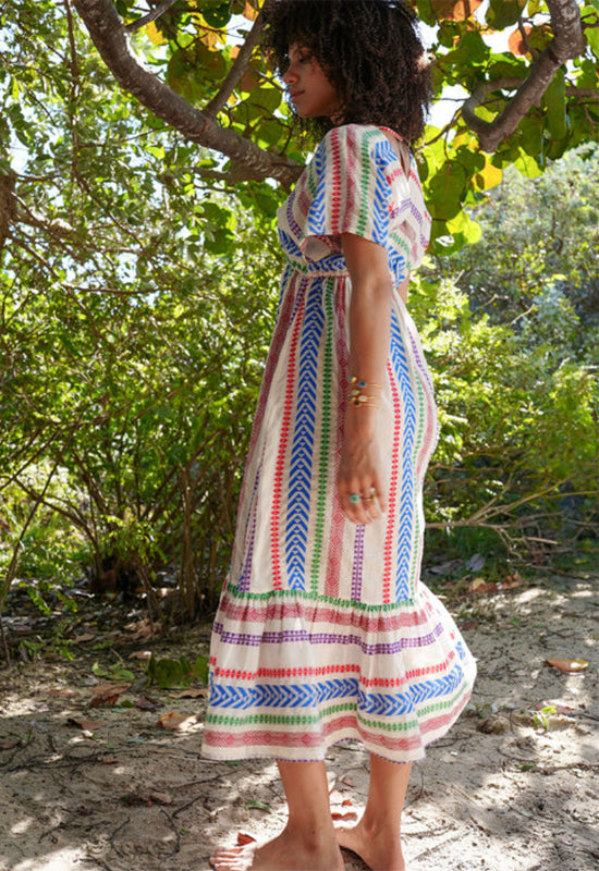 Debbie Katz - Nadia Long Cotton Dress Multi Print